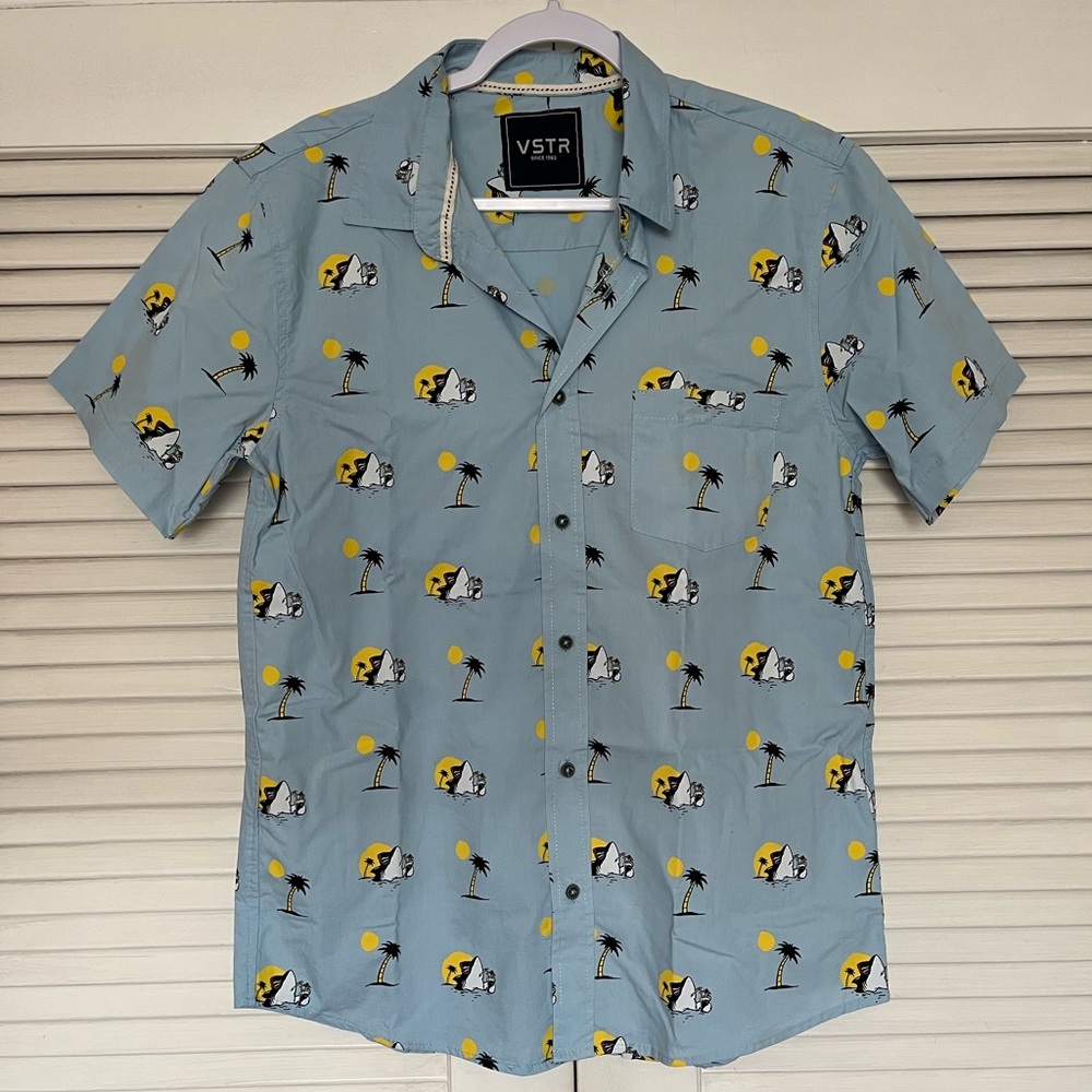VSTR Light Blue Tropical Print Men's Shirt